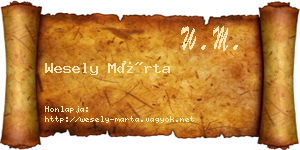 Wesely Márta névjegykártya